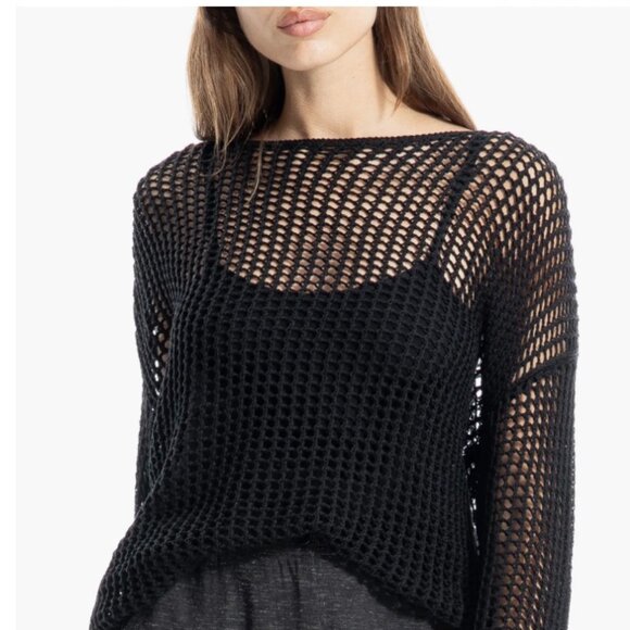 MAX STUDIO Oversize Open Knit Black Sweater Oversized Small - Picture 1 of 5